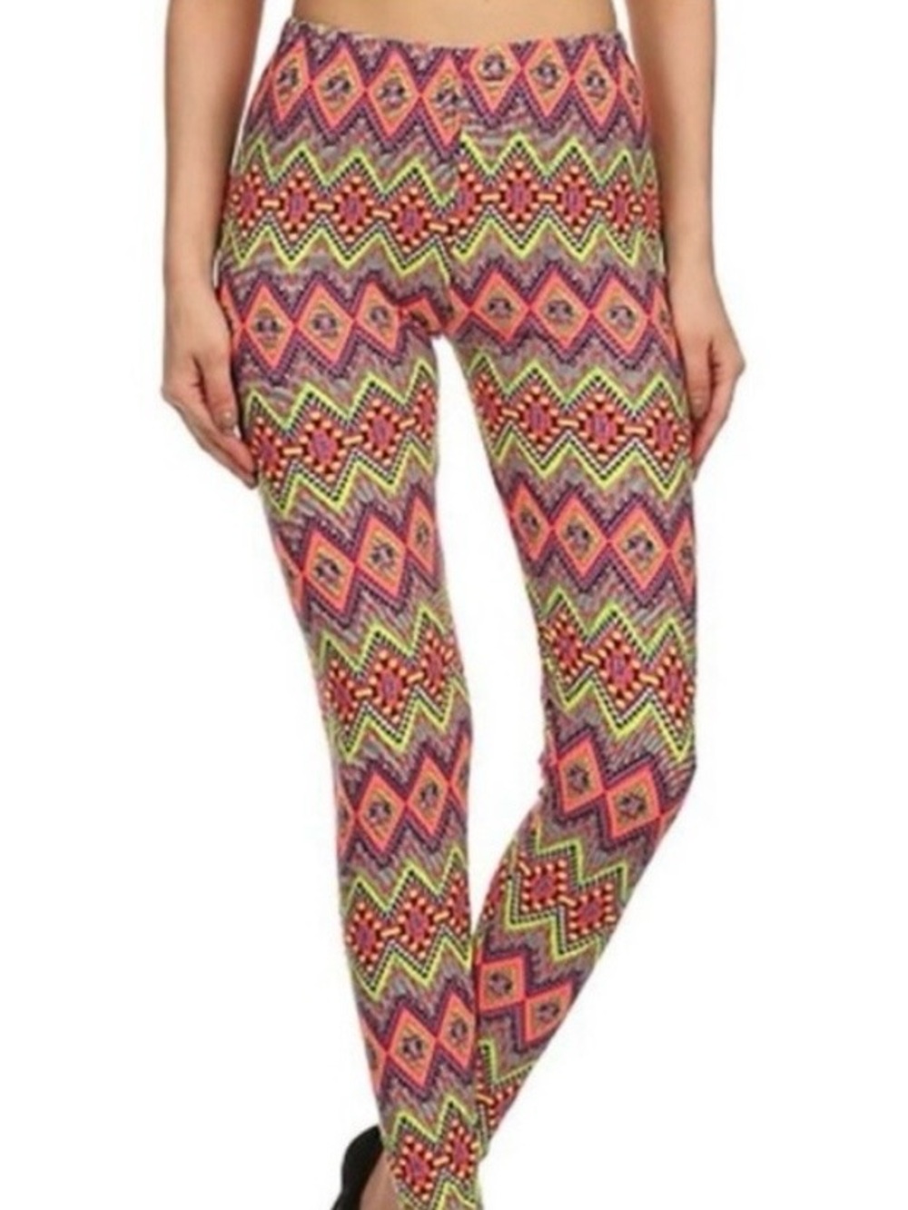 ALWAYS Geometric Print Leggings Colorful Buttery Soft Yoga Pants One Size NWT